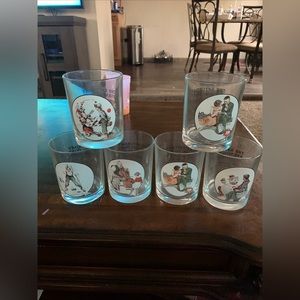 Vintage Norman Rockwell Whiskey Glasses